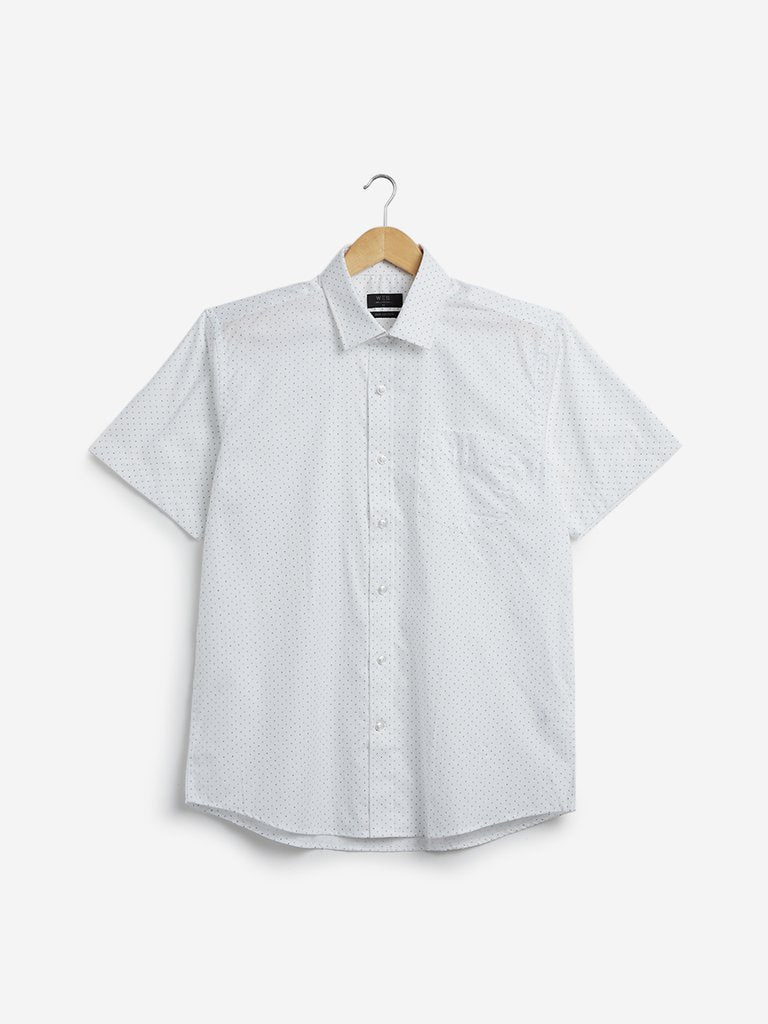 WES Formals White Printed Relaxed Fit Shirt