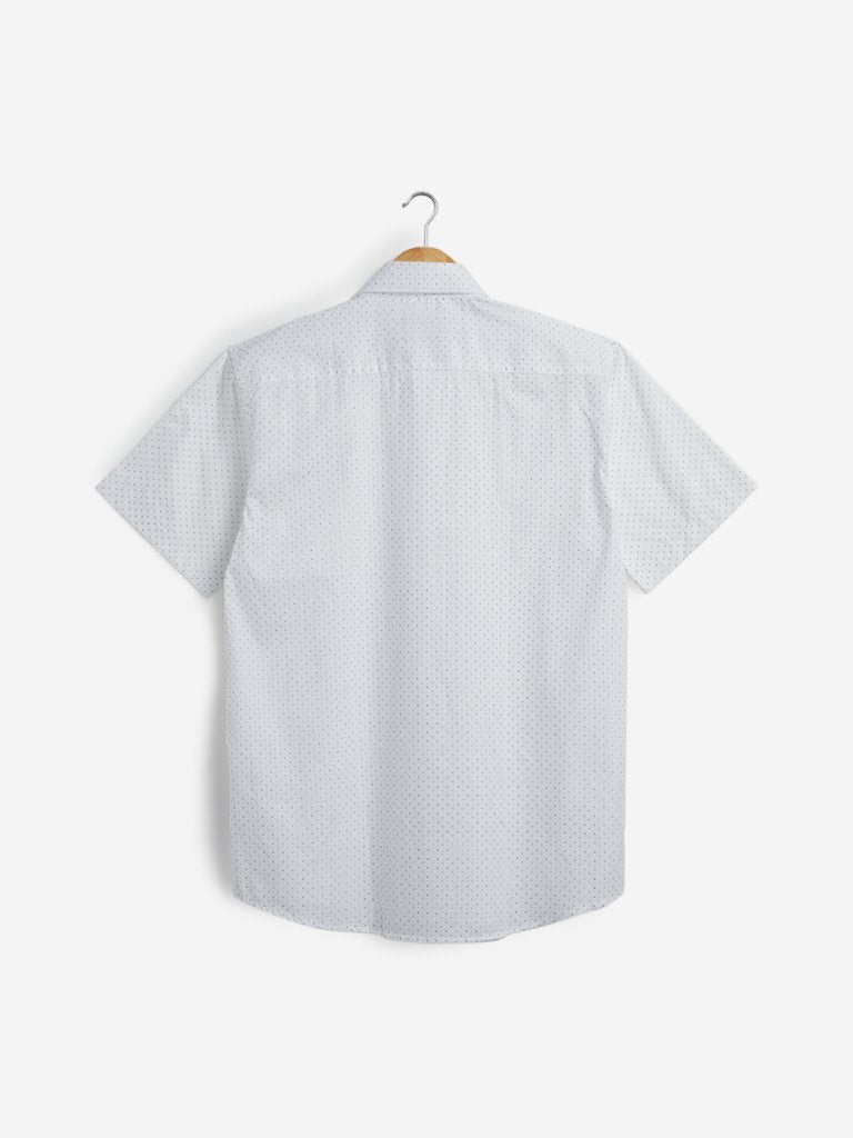 WES Formals White Printed Relaxed Fit Shirt