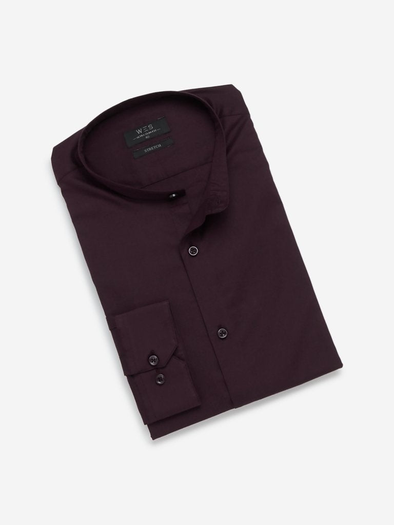 WES Formals Wine Ultra Slim Fit Shirt