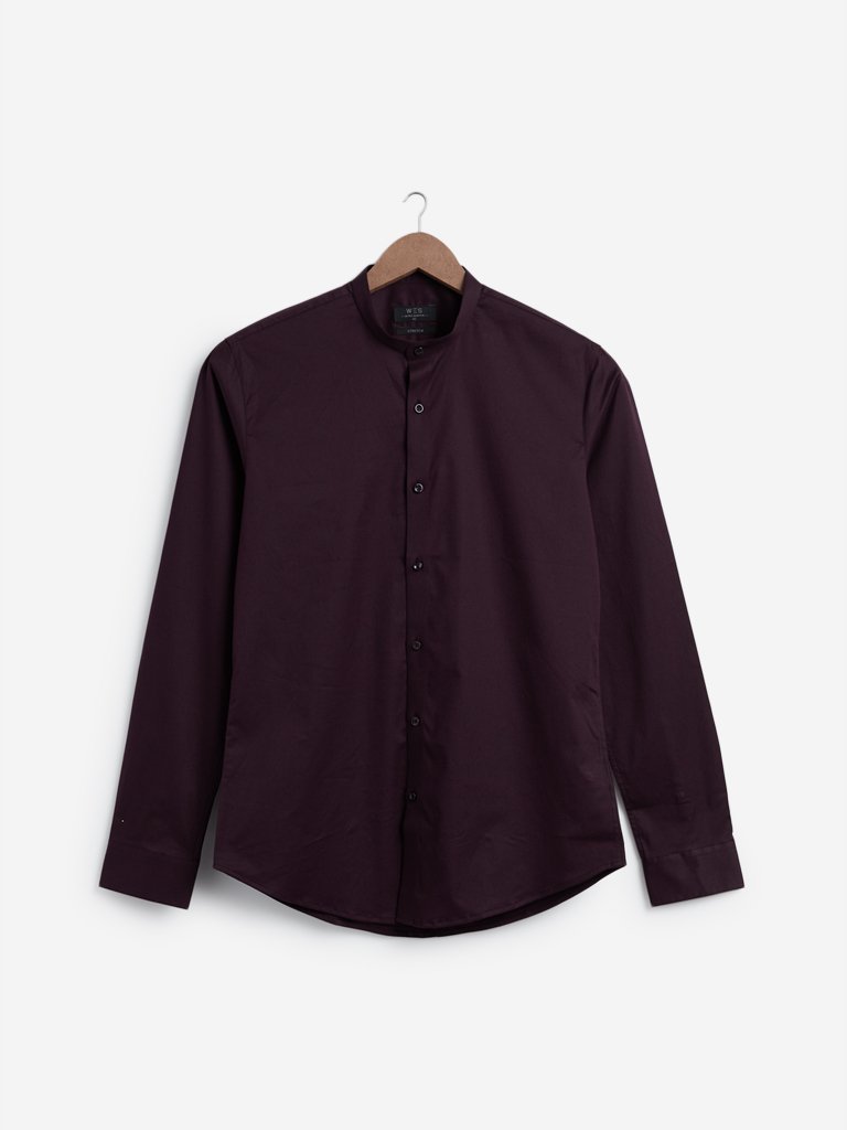 WES Formals Wine Ultra Slim Fit Shirt