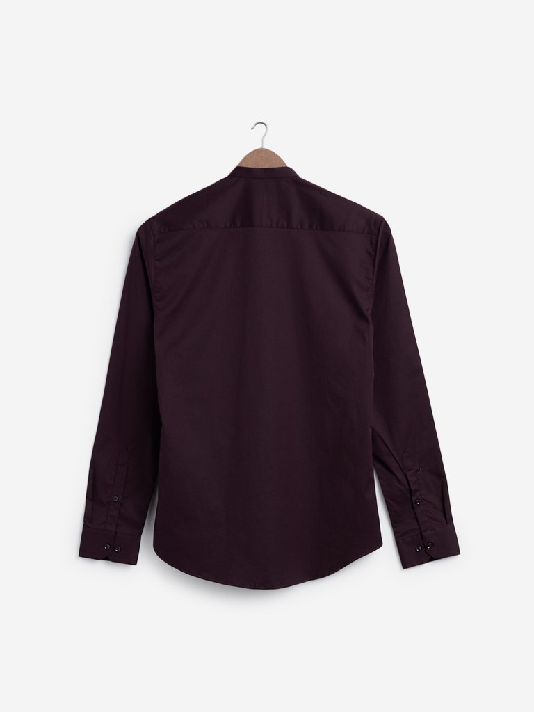 WES Formals Wine Ultra Slim Fit Shirt