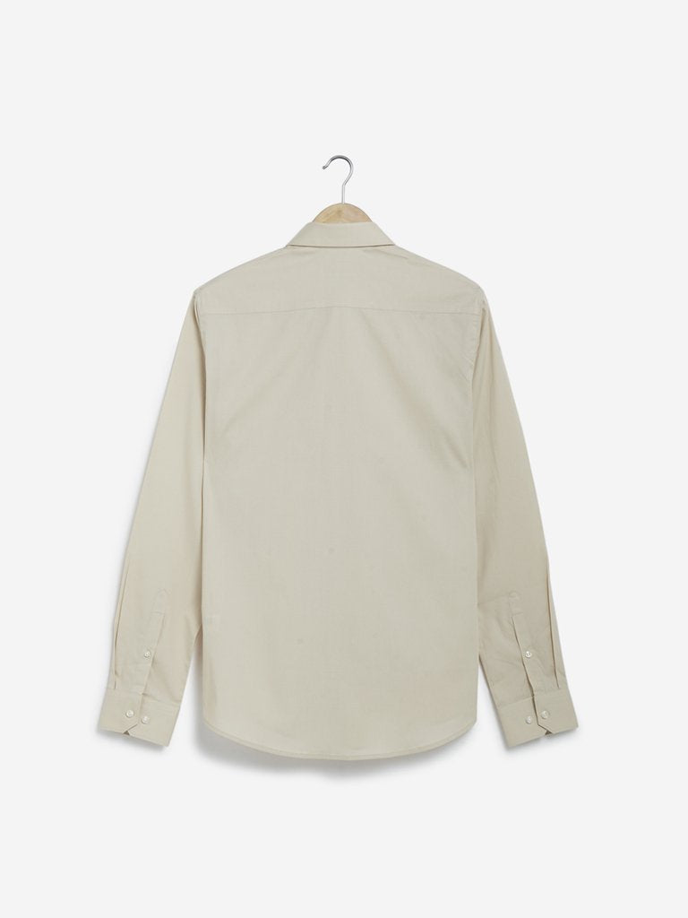 WES Formals Dark Beige Ultra Slim Fit Shirt