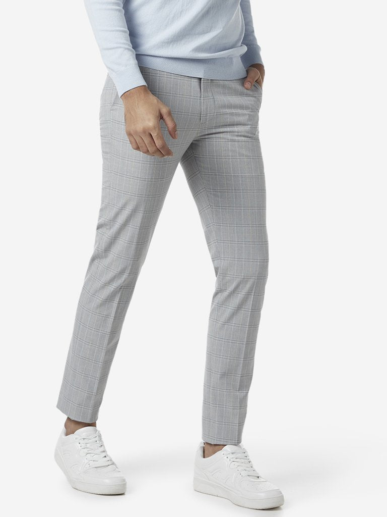 WES Formals Light Grey Ultra-Slim Crop Trousers