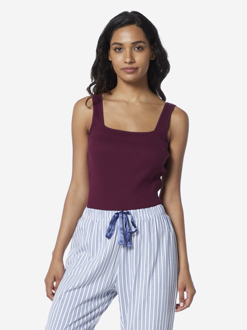 Wunderlove Aubergine Ribbed Vest