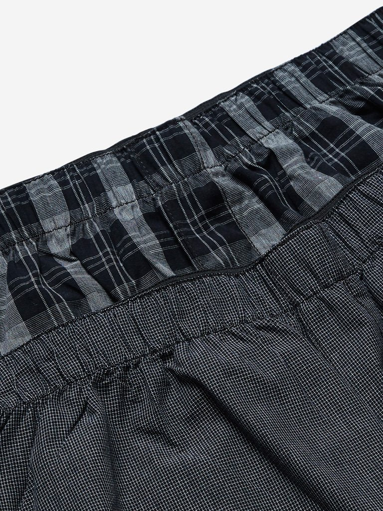 WES Lounge Black Checkered Boxers Pack Of Two