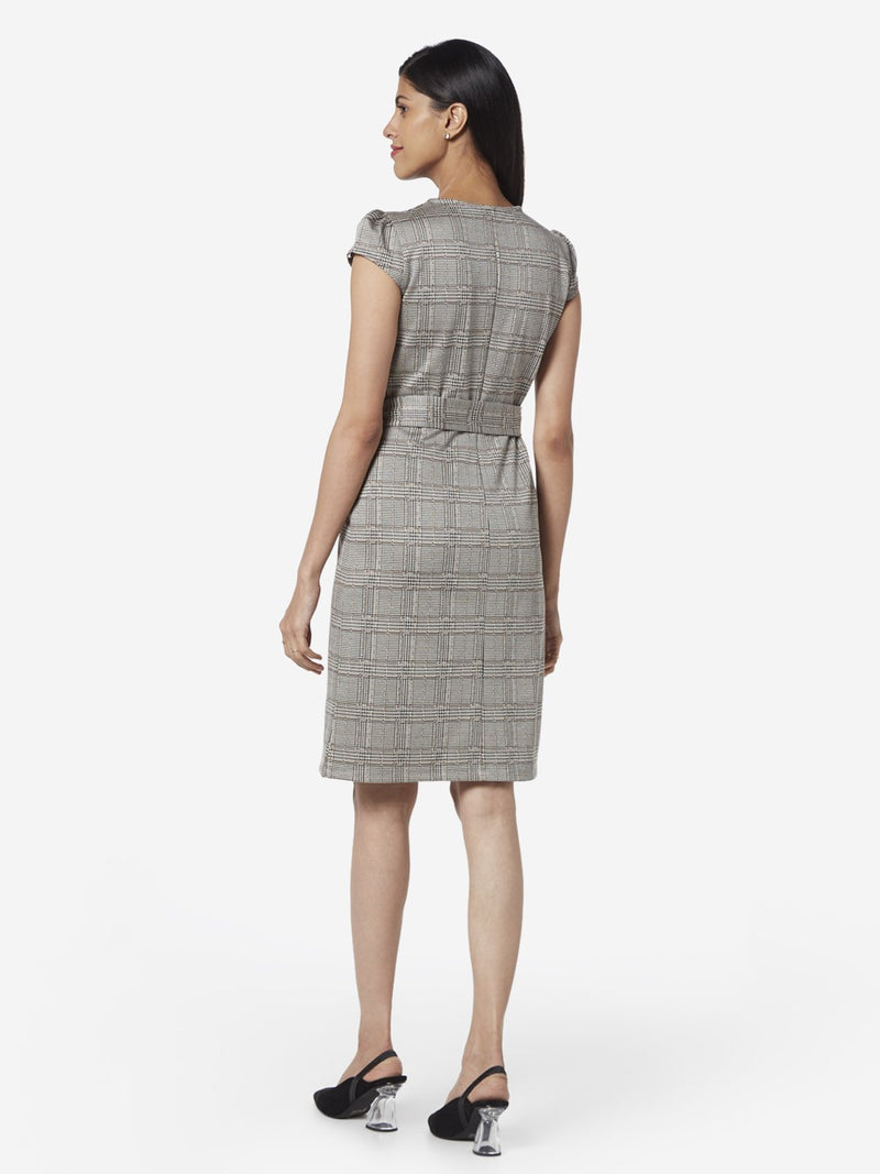 Wardrobe Multicolour Houndstooth Dress With Belt