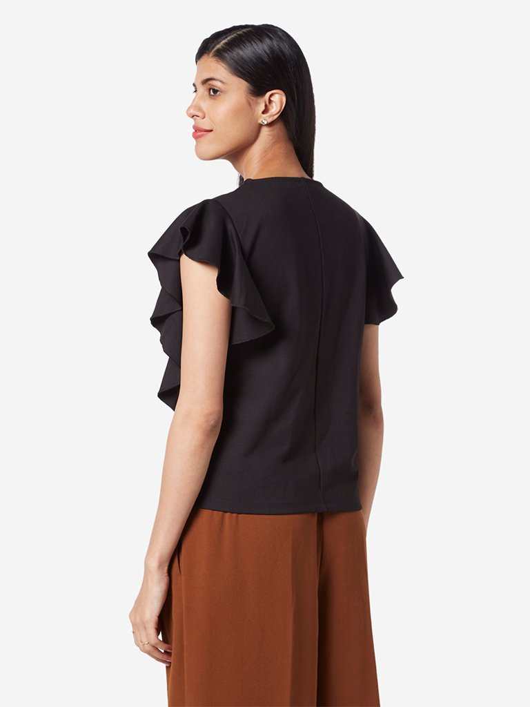 Wardrobe Black Ruffle Pattern Top