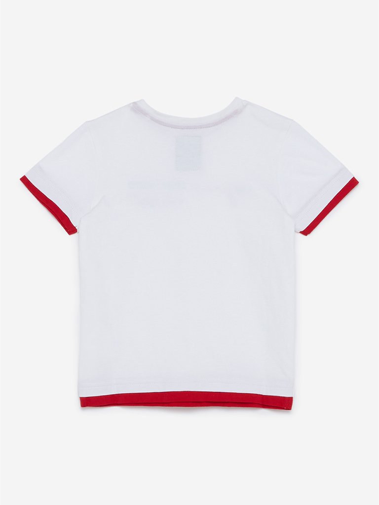 HOP Kids White Typographic Printed T-Shirt