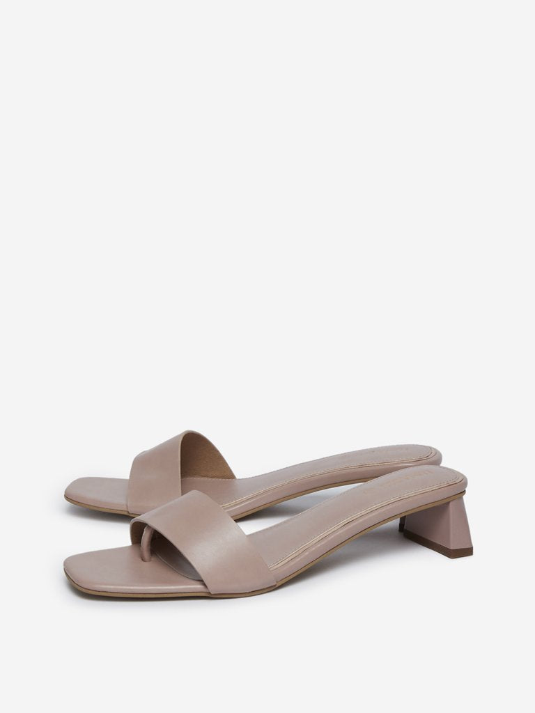 LUNA BLU Beige Block Heel Sandals