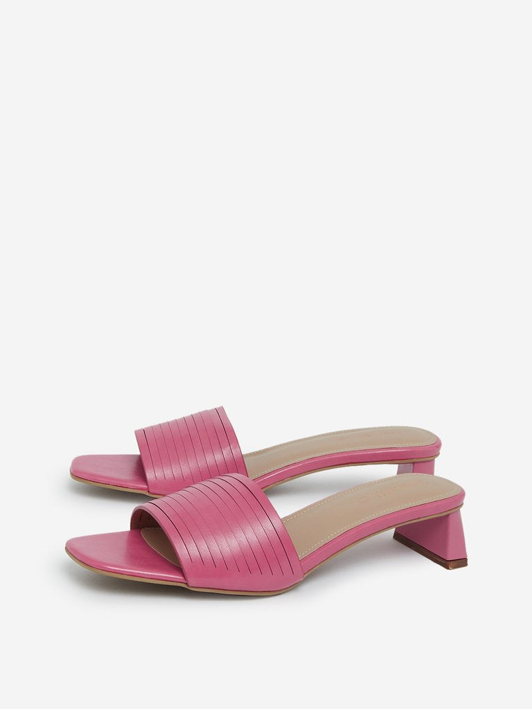 LUNA BLU Fuchsia Block Heel Sandals