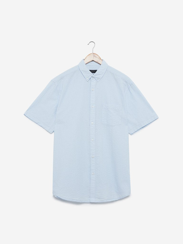 WES Casuals Light-Blue Relaxed Fit Shirt