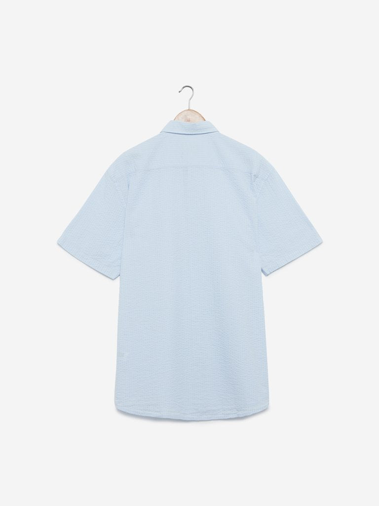 WES Casuals Light-Blue Relaxed Fit Shirt