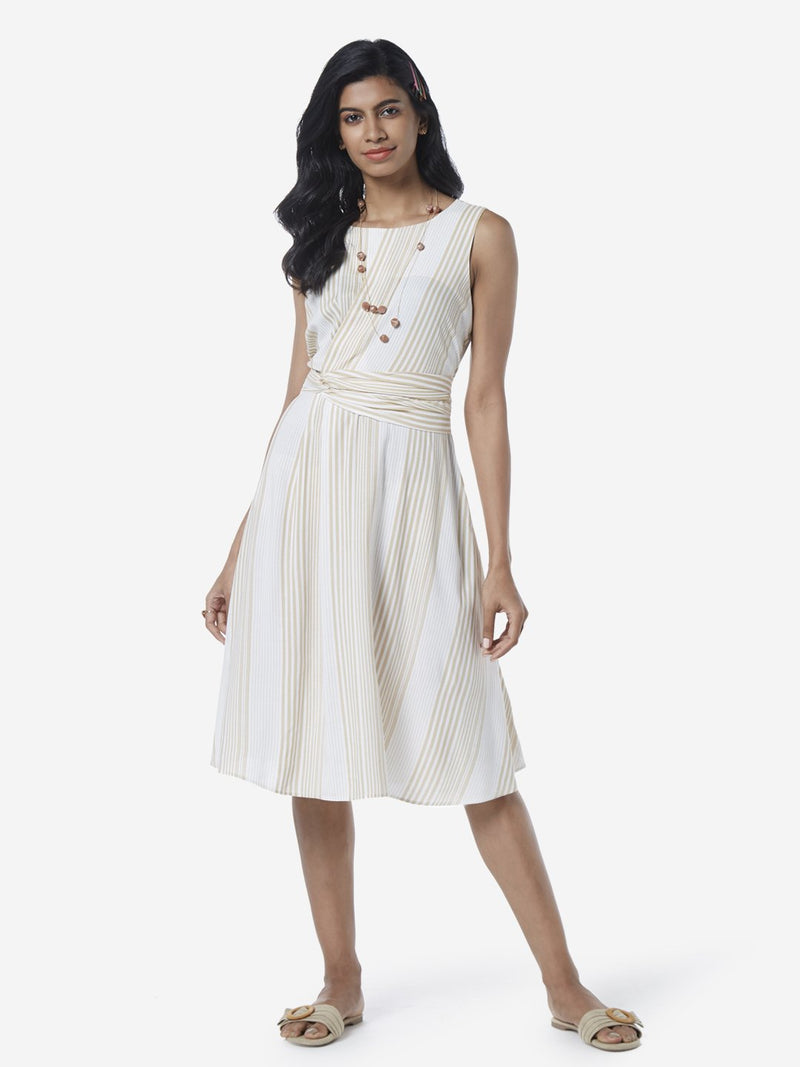 LOV Off White Striped Dress