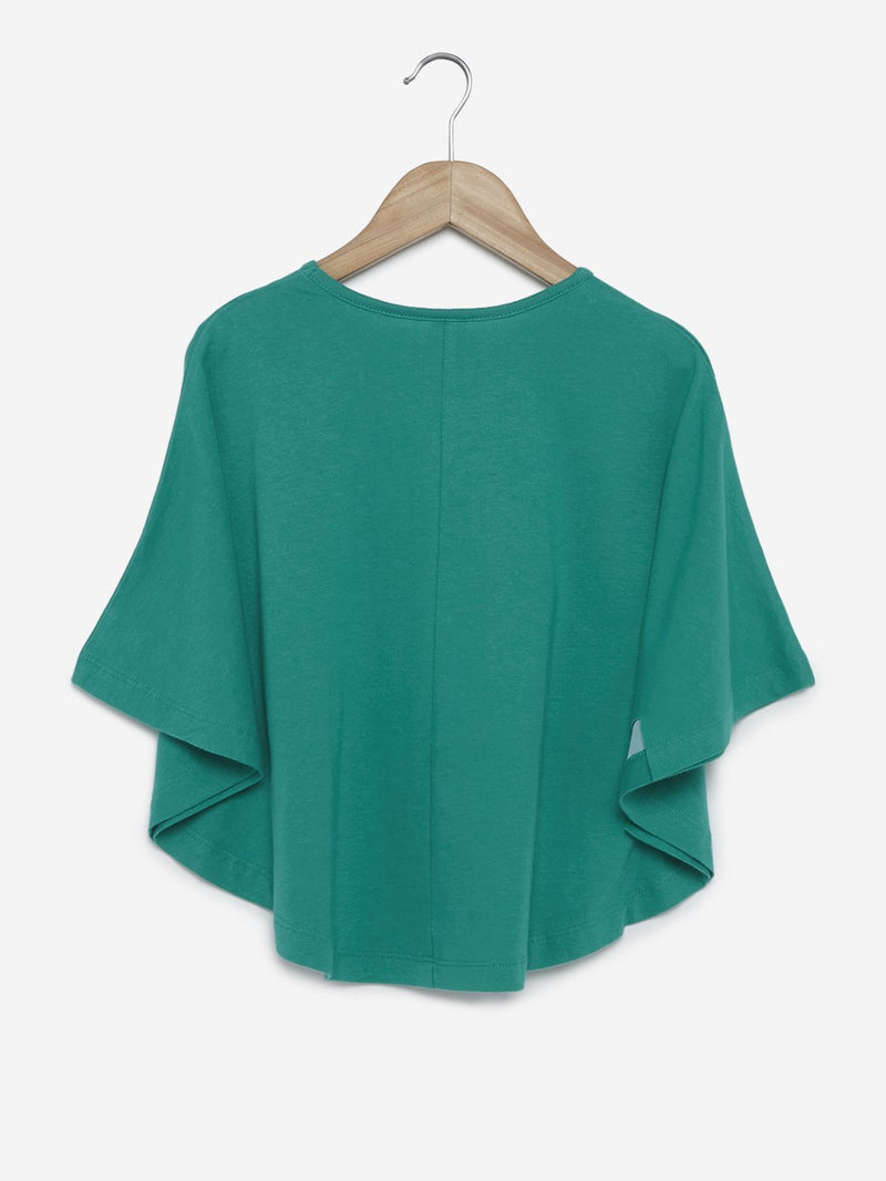 Y&F Kids Green Sequinned Poncho Twinkle Top