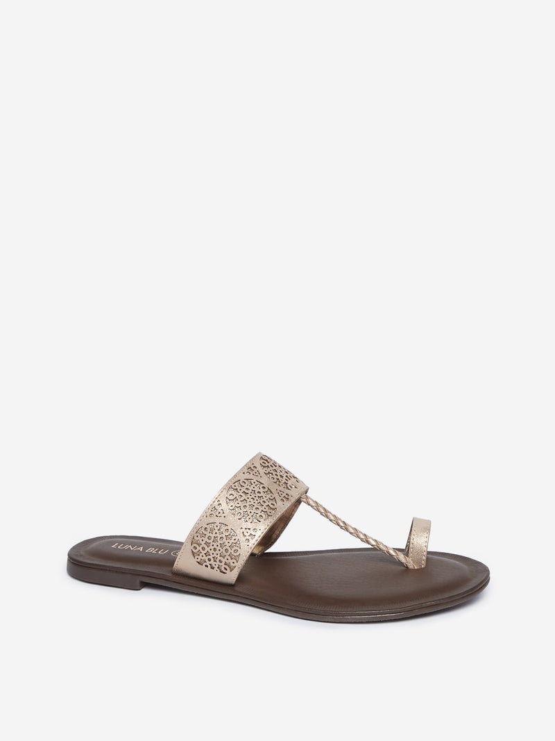 LUNA BLU Rose Gold Kolhapuri Sandals