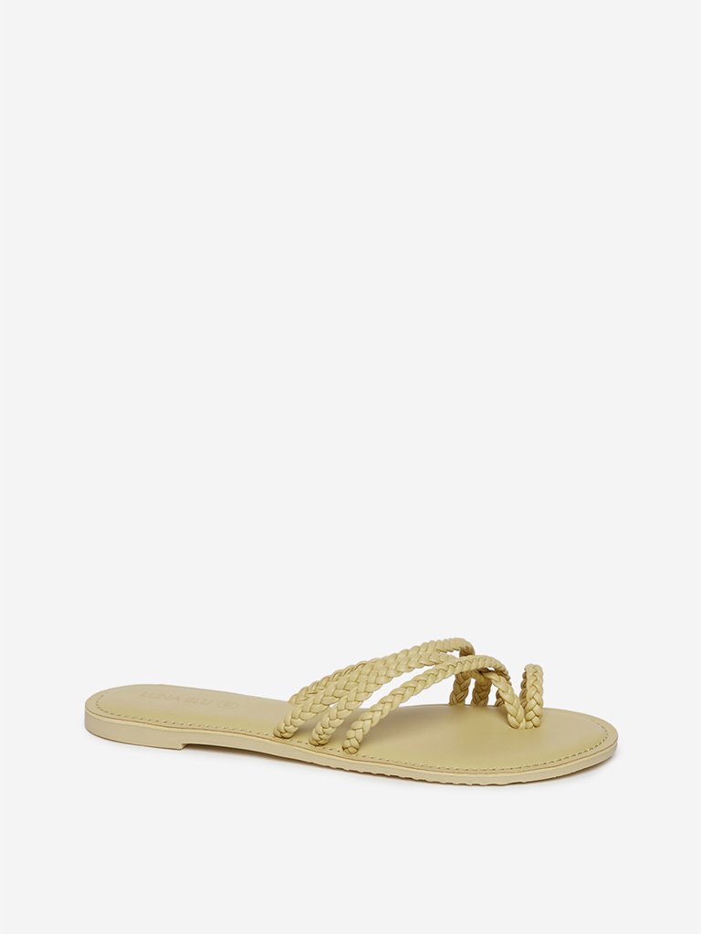LUNA BLU Lime Braided Strap Sandals