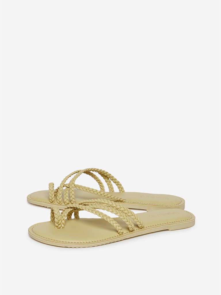 LUNA BLU Lime Braided Strap Sandals