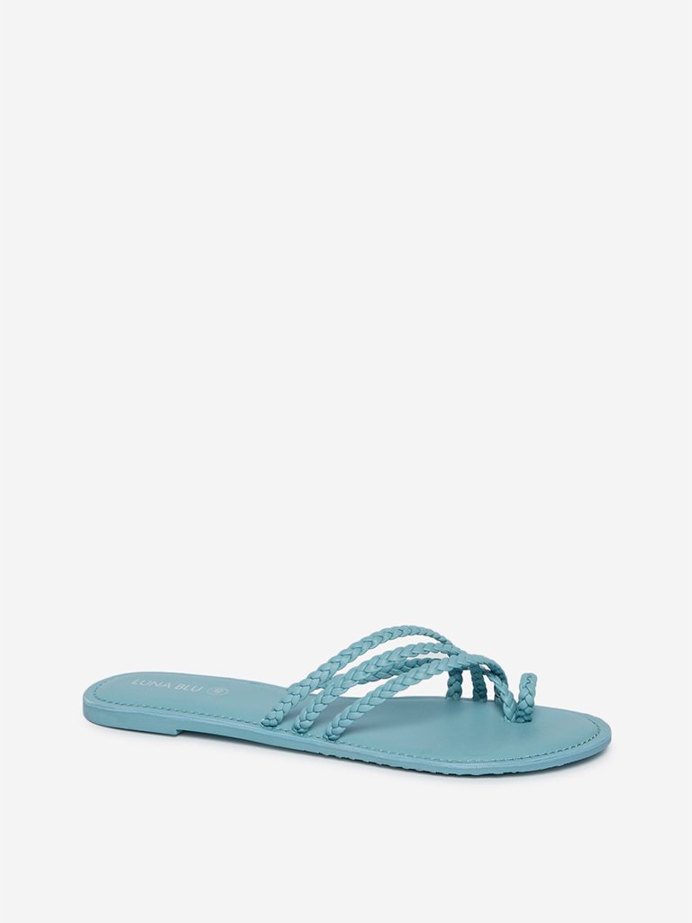 LUNA BLU Blue Braided Strap Sandals