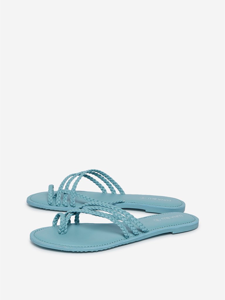 LUNA BLU Blue Braided Strap Sandals