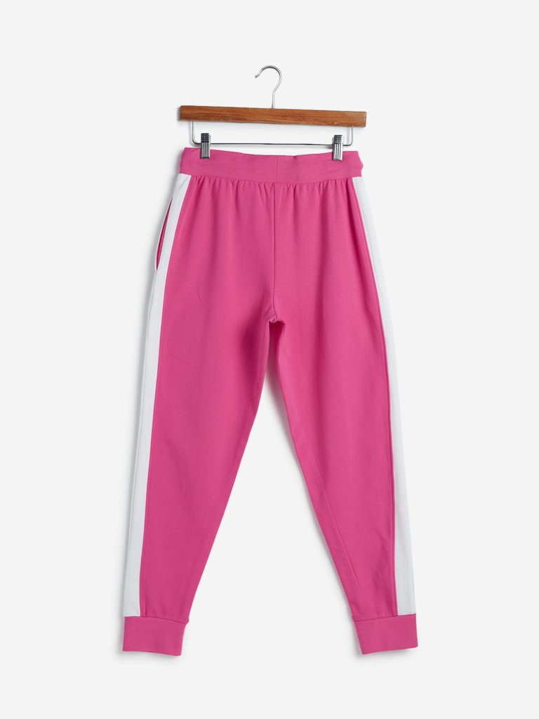 Studiofit Pink Text Printed Joggers
