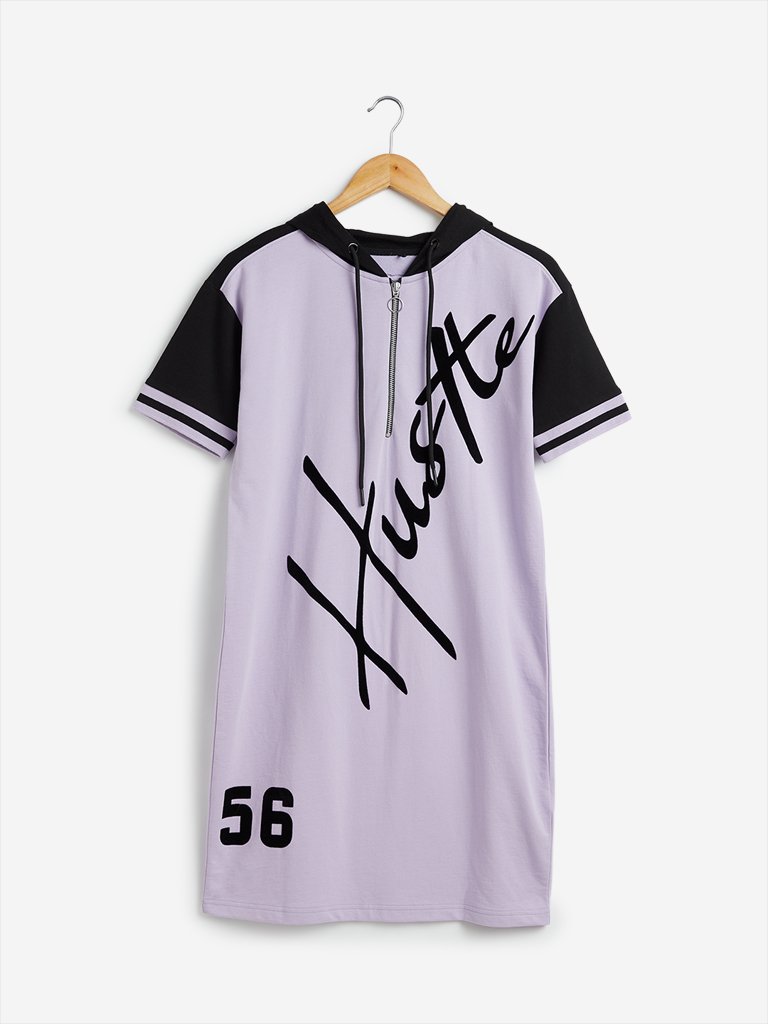 Studiofit Lilac Printed Hooded Dress