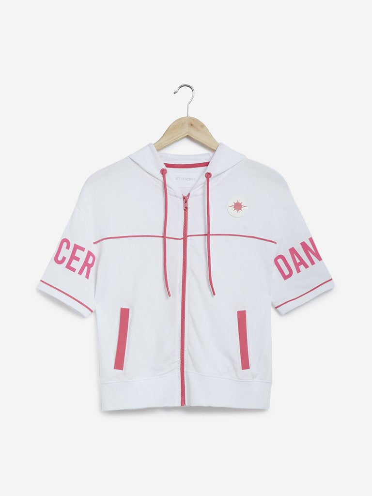 Studiofit White Printed Dancer Top