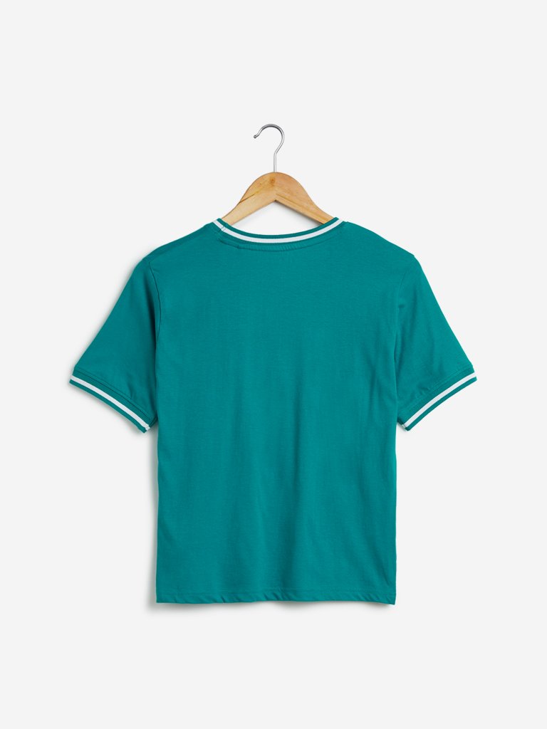 Studiofit Teal Typographic Design T-Shirt