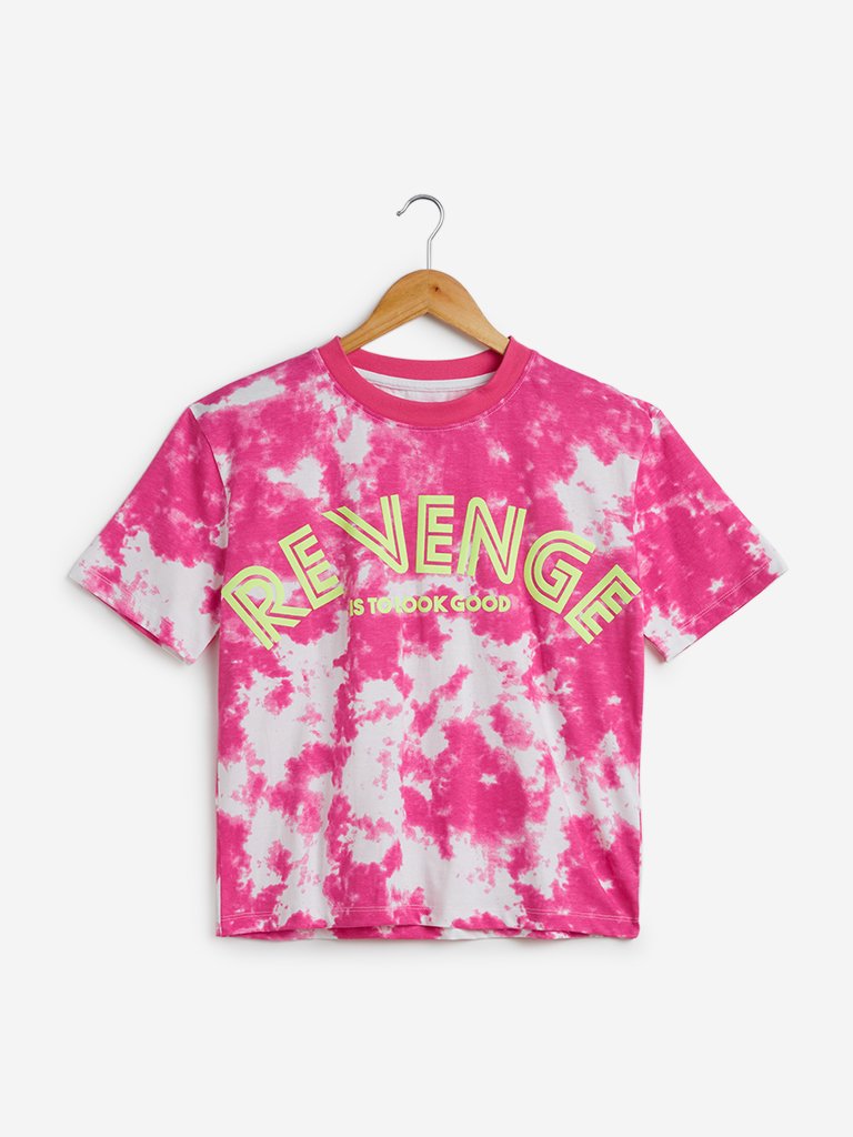 Studiofit Pink Tie-Dye Design T-Shirt