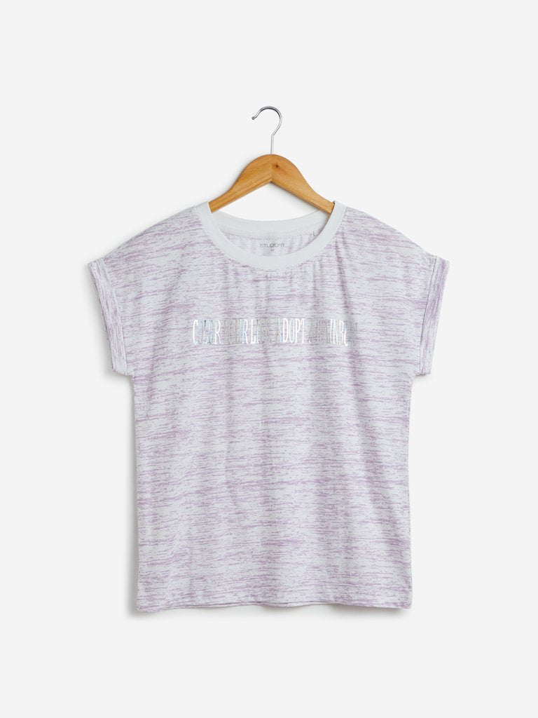 Studiofit Lilac Brushstroke Pattern T-Shirt
