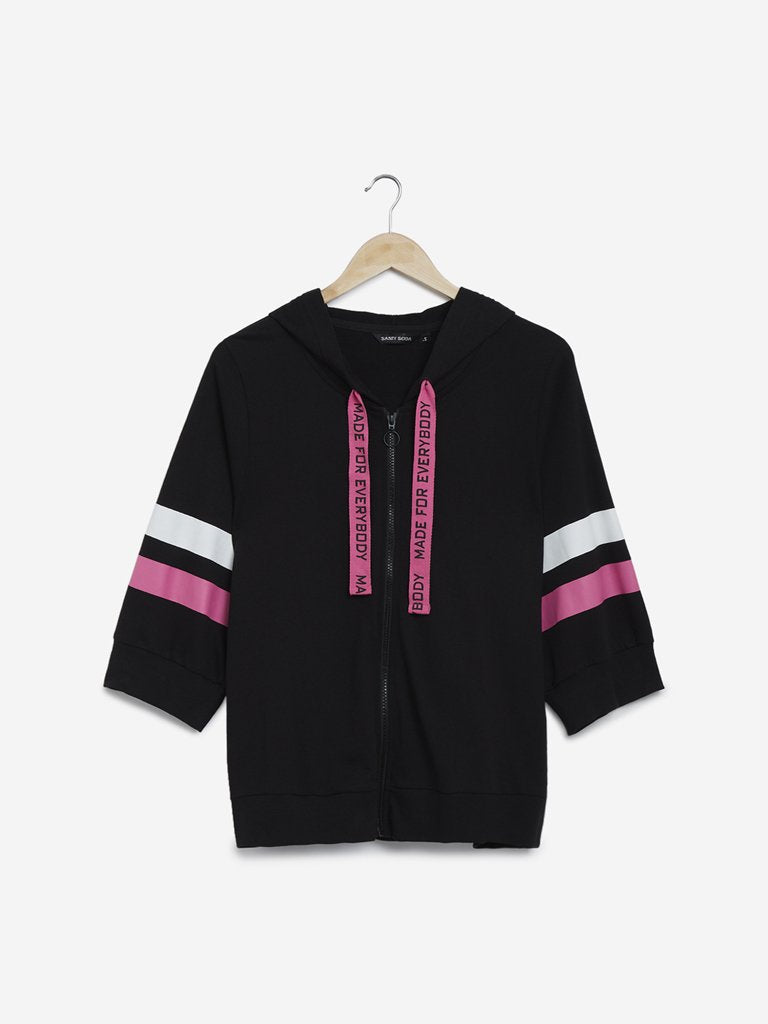 Sassy Soda Curves Black Hooded Jacket