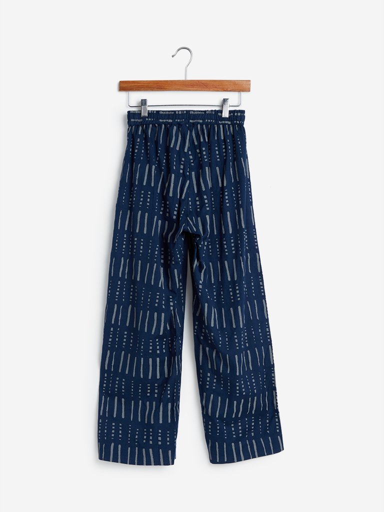 Utsa Indigo Striped Palazzos
