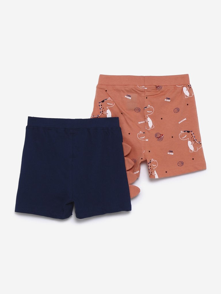 Baby HOP Navy Dinosaur Shorts Set of Two