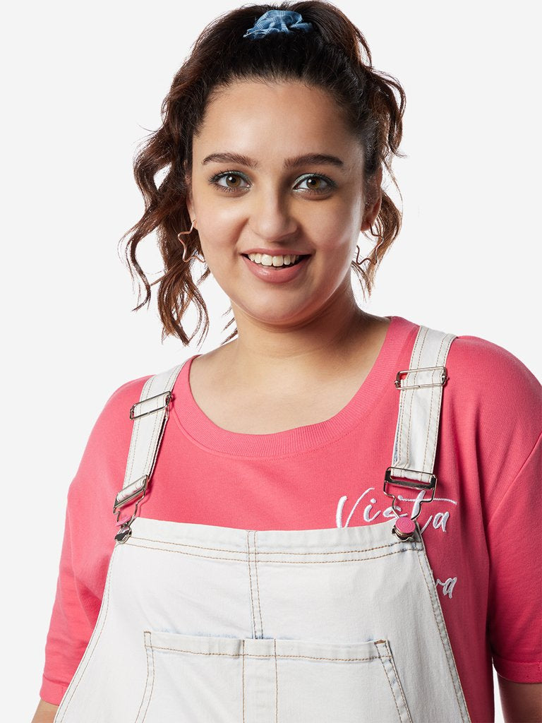 Sassy Soda Curves Light Grey Denim Pinafore