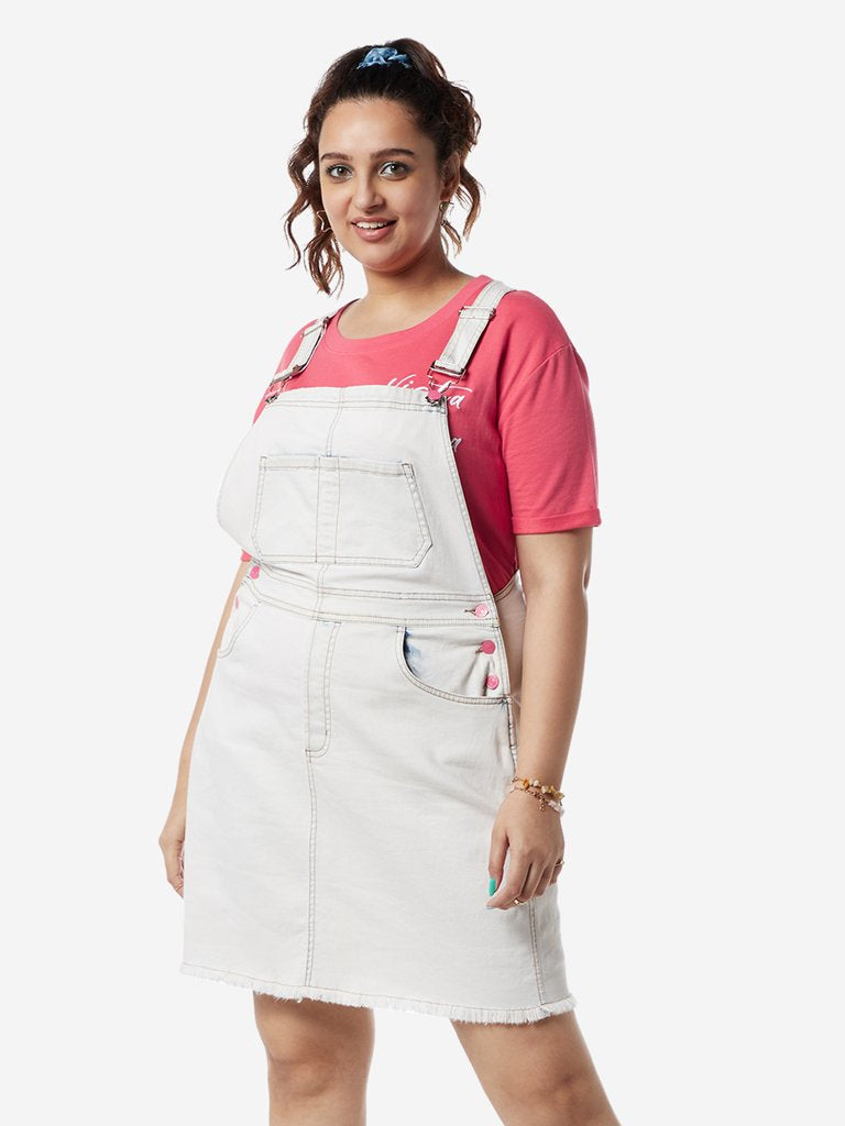 Sassy Soda Curves Light Grey Denim Pinafore