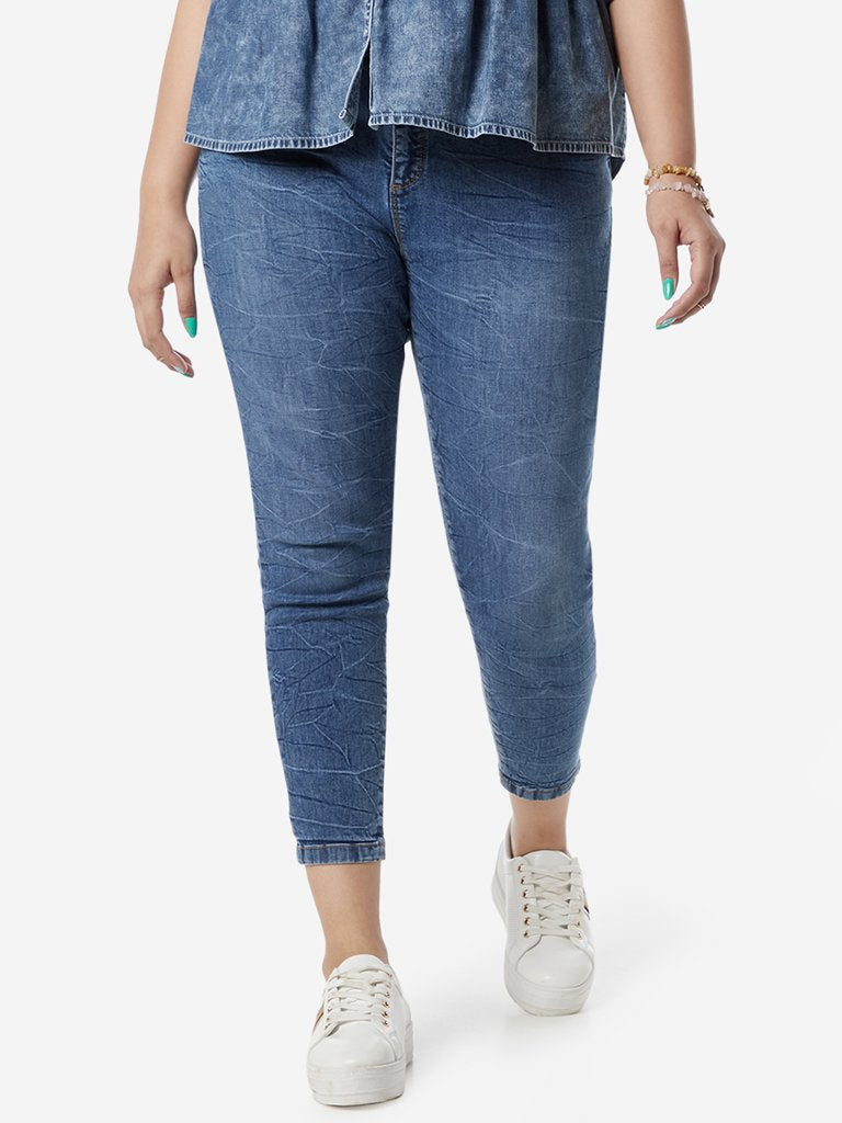 Sassy Soda Curves Blue Oliver Cropped Jeans
