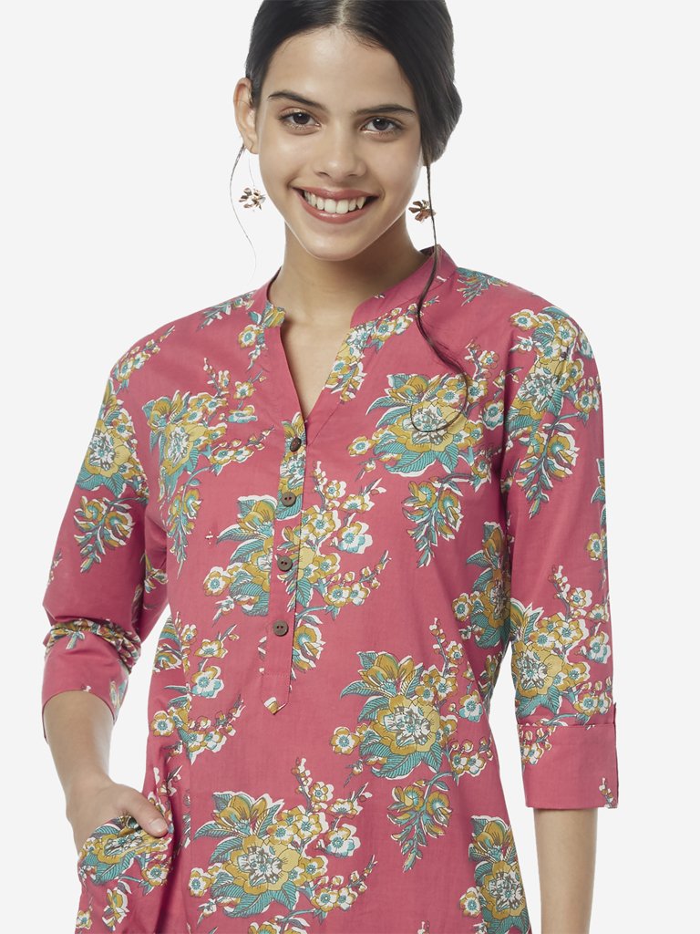 Utsa Multicolour Flower Print Straight Kurta
