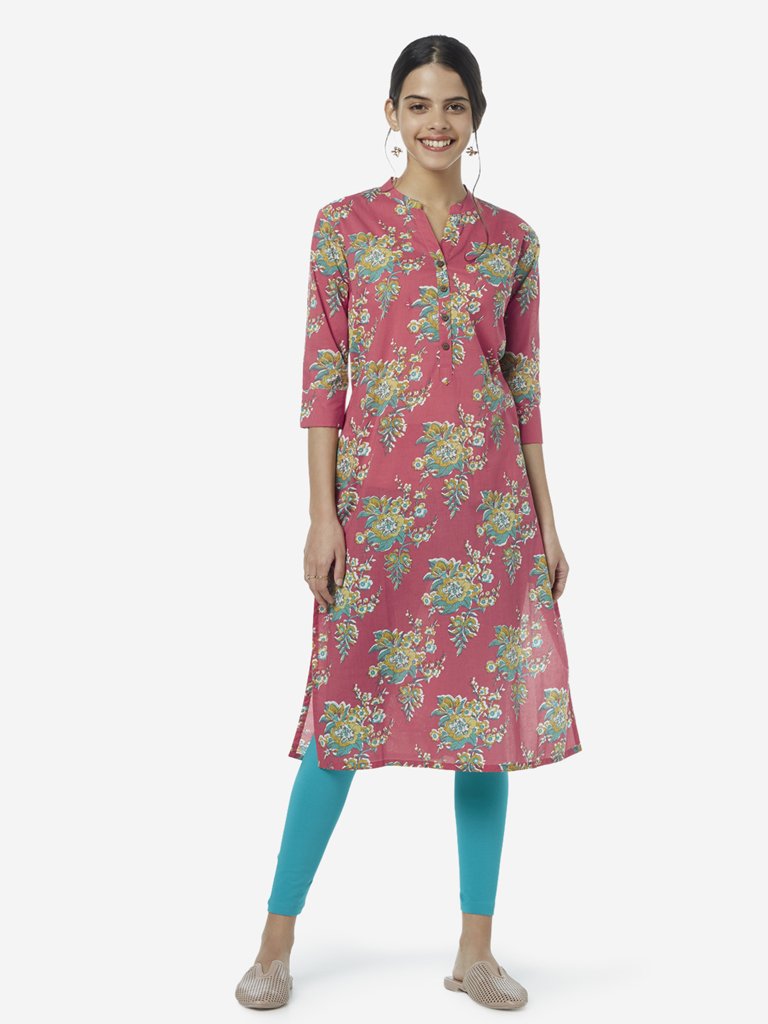 Utsa Multicolour Flower Print Straight Kurta