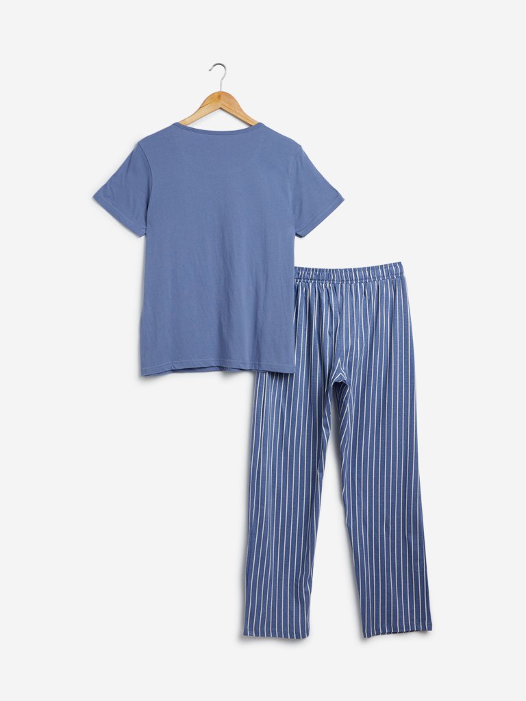 Wunderlove Blue T-Shirt And Pyjamas Set
