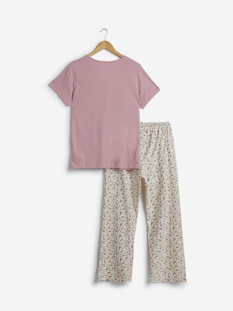 Wunderlove Light Pink T-Shirt And Pyjama Set