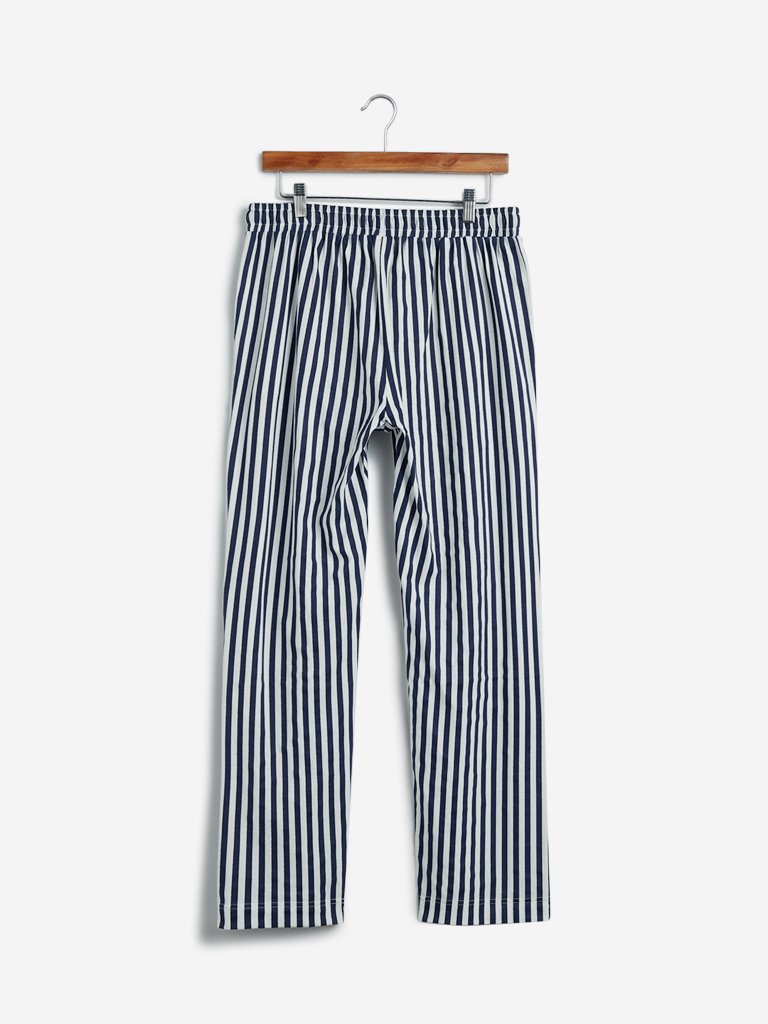 Wunderlove Navy Striped Cotton Pyjamas
