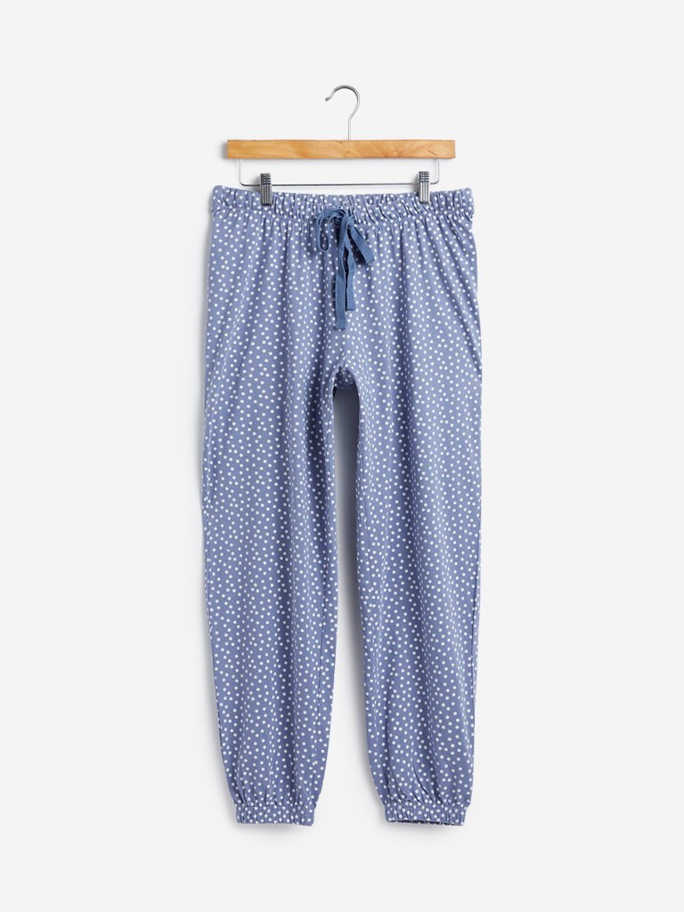 Wunderlove Blue Snowflake Print Pyjamas