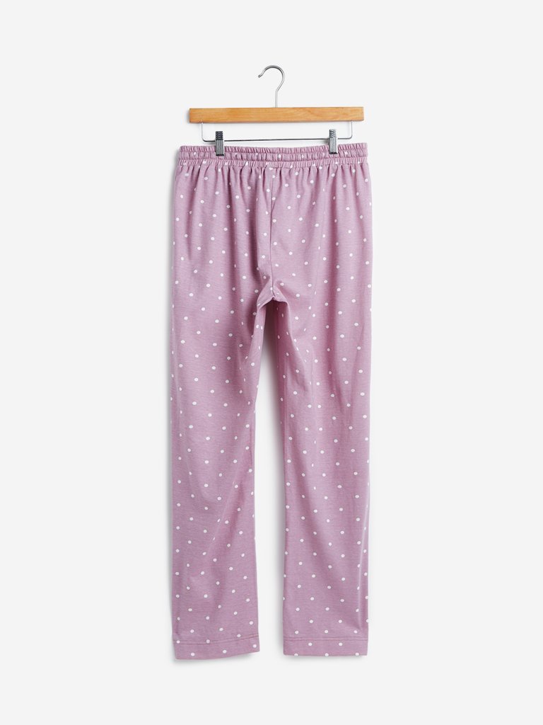 Wunderlove Lilac Polkadot Pure Cotton Pyjamas
