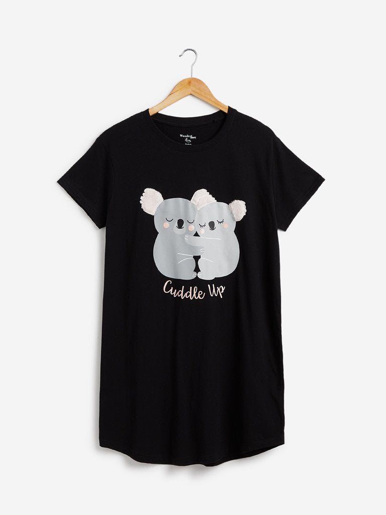 Wunderlove Black Koala Bear Nightdress