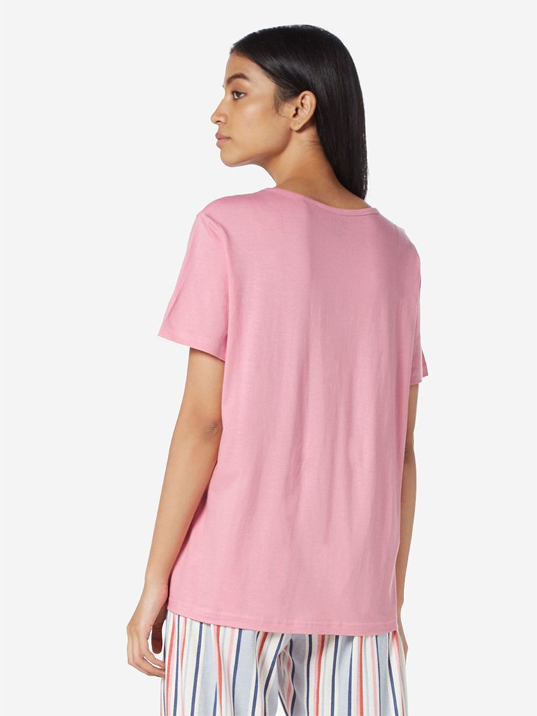 Wunderlove Pink Text Printed T-Shirt