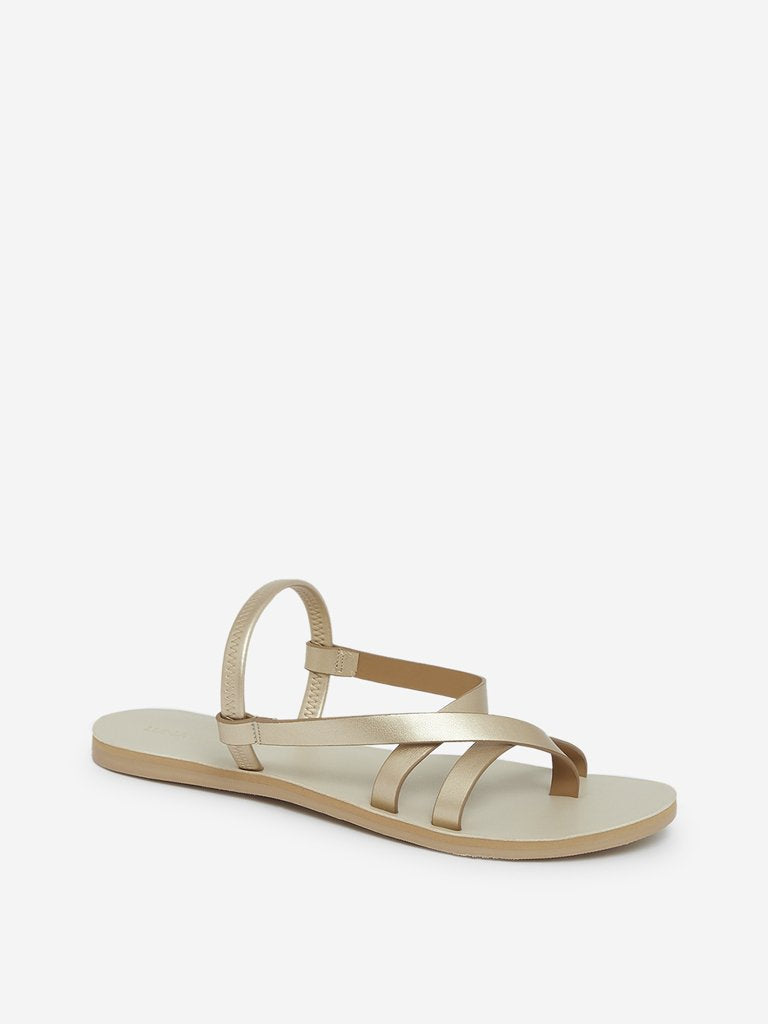 LUNA BLU Gold Multi Strapped Sandals