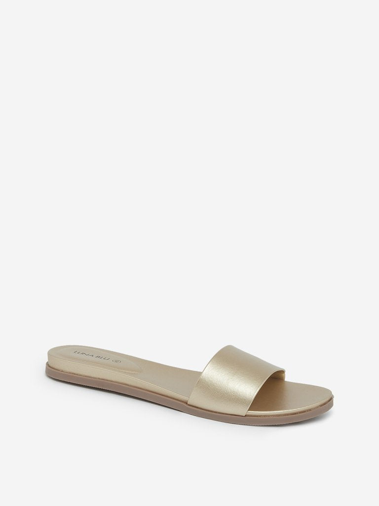 LUNA BLU Gold Slides