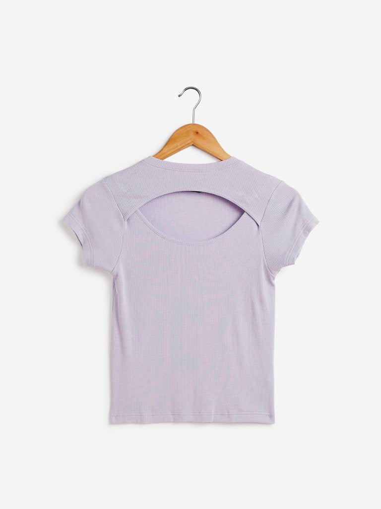 Nuon Lilac Ribbed Crop-Top