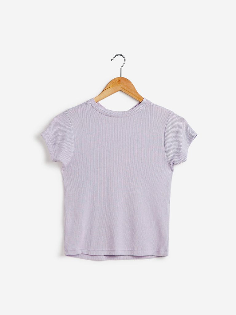 Nuon Lilac Ribbed Crop-Top