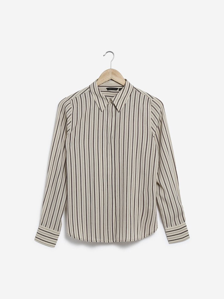 Wardrobe Beige Striped Agnus Shirt