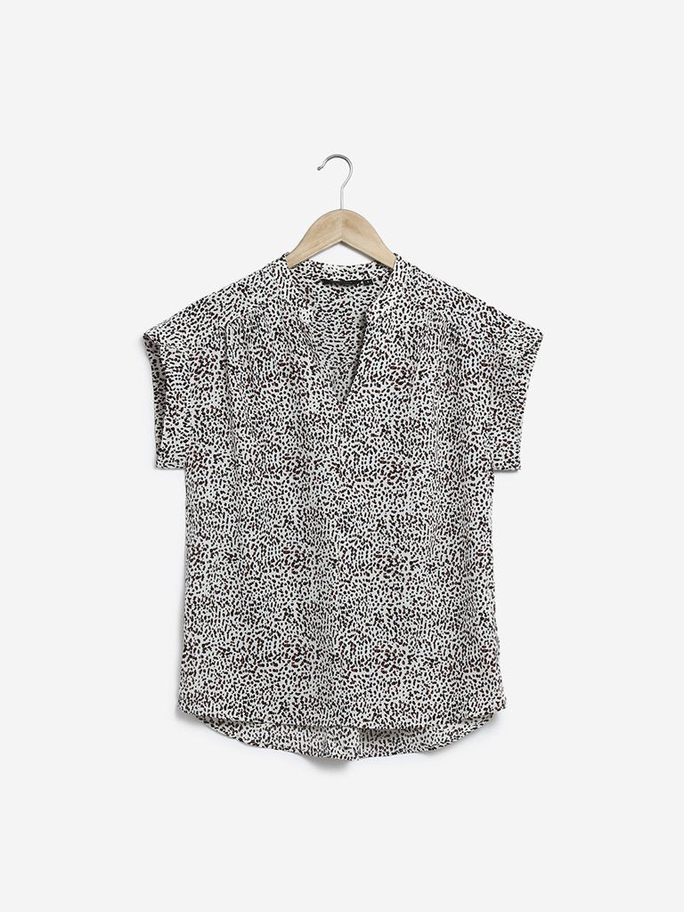 Wardrobe Brown High-Low Leopard Print Tessa Top